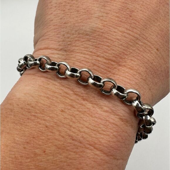 Unisex thick cable link sterling silver bracelet! - Picture 4 of 9